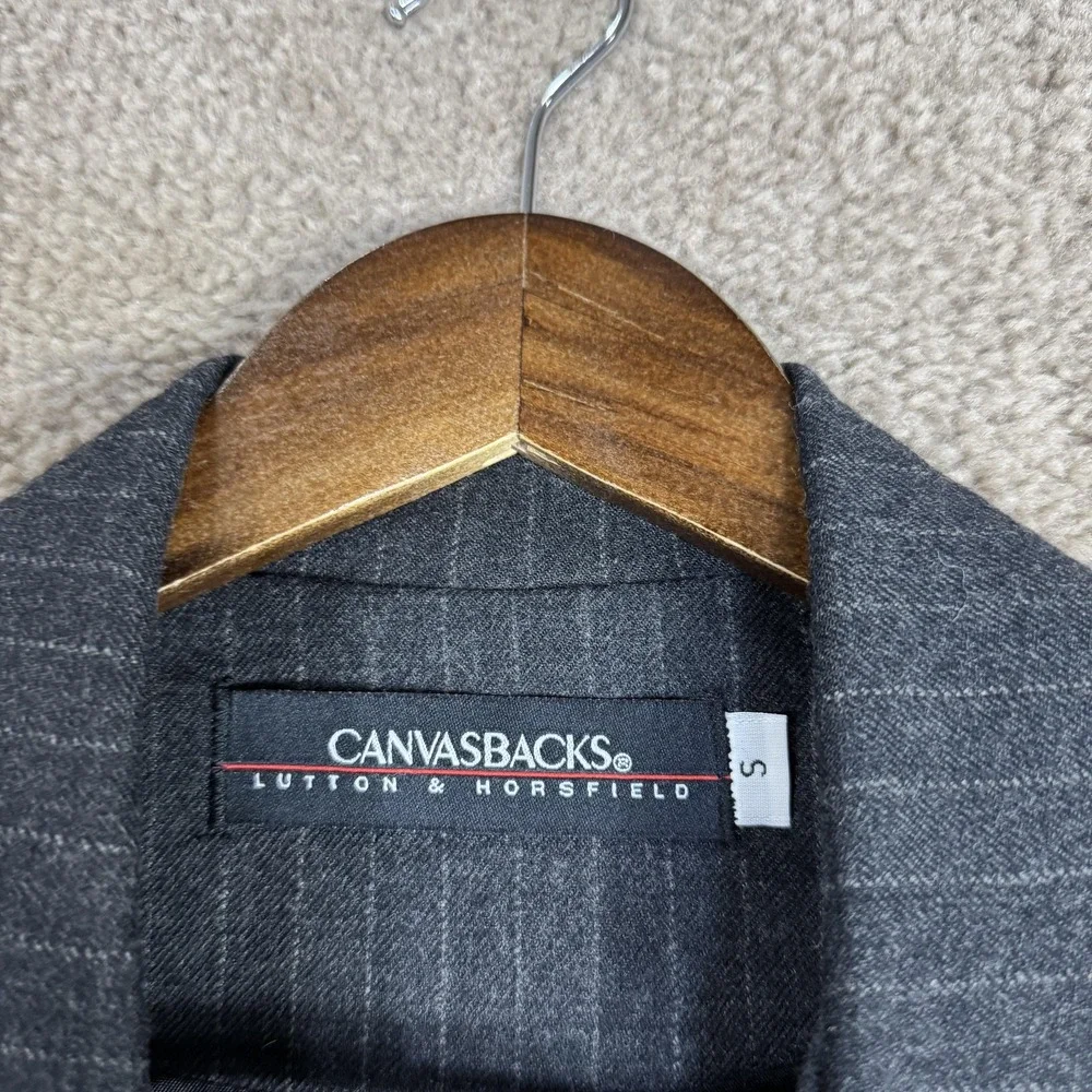 Vtg Canvasbacks Lutton & Horsfield Blazer Womens Small‎ Black Art Patch Jacket - Picture 4 of 11